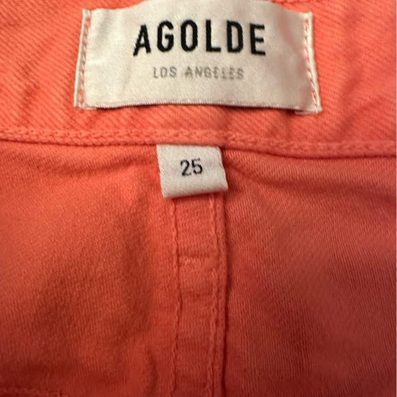 AGolde 90s Pinch Waist Straight Leg Jeans Coral Size 25 - Picture 5 of 7